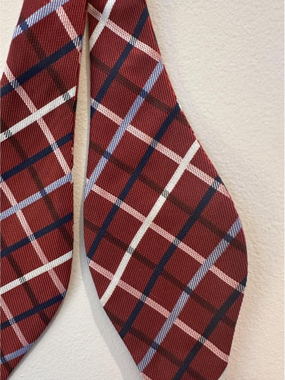 Rooster Mens Bow Tie Plaid Red All Silk Adjustable